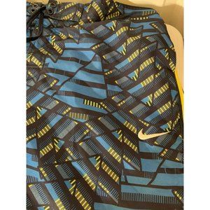 Vintage 90s Nike Swoosh All Over Print Swim Trunk Shorts Size XXL Blue‎ Yellow
